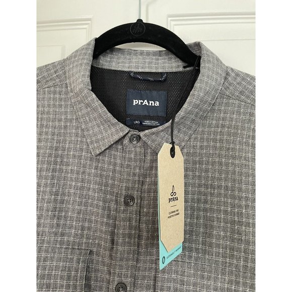 NWT PrAna Garvan Short Sleeve Button Down Shirt - Charcoal - Picture 3 of 5